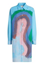 Marni painted-design shirt dress - Blue