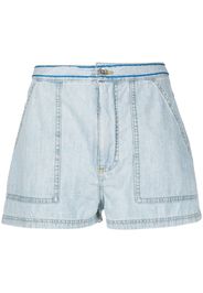 Marni embroidered-logo denim shorts - Blue