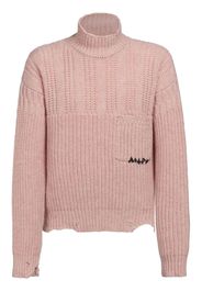 Marni distressed-finish cable-knit jumper - Pink