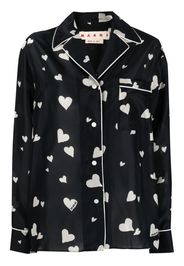 Marni heart logo-print silk shirt - BHN99 BLACK