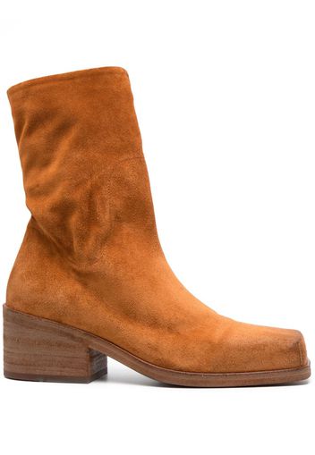 Marsèll square-toe suede calf-high boots - Orange