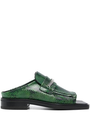 Martine Rose snakeskin-effect leather mules - Green