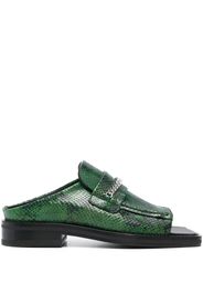 Martine Rose snakeskin-effect leather mules - Green