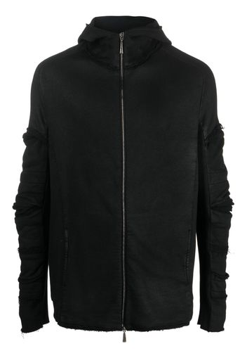 Masnada draped cotton zip-up hoodie - Black