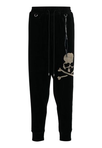 Mastermind Japan velvet-effect skull track pants - Black