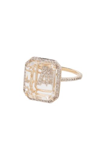 14kt yellow gold diamond-embellished initial ring