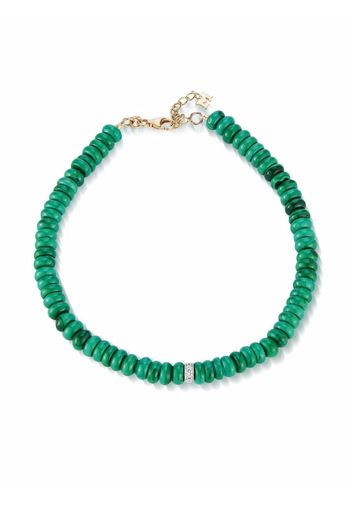 Mateo 14kt yellow gold malachite roundel and diamond station bracelet