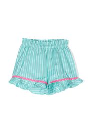 MC2 Saint Barth Kids logo-embroidered striped shorts - Blue