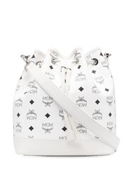 MCM medium Dessau logo-print bucket bag - White