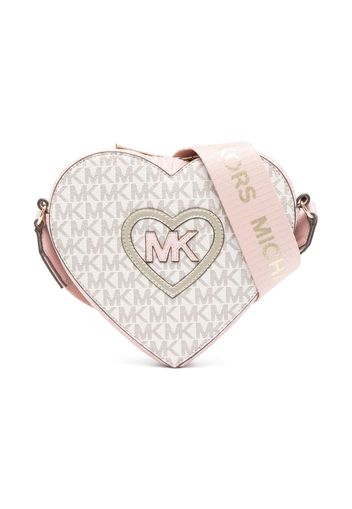 Michael Kors Kids heart-shaped monogram-print crossbody bag - Pink