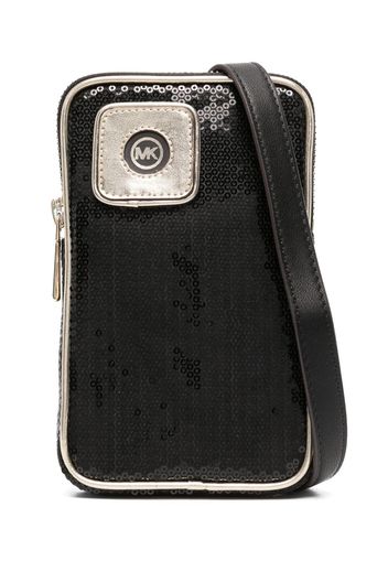 copy of essentials bag sequin-embellished logo phone bag - Black