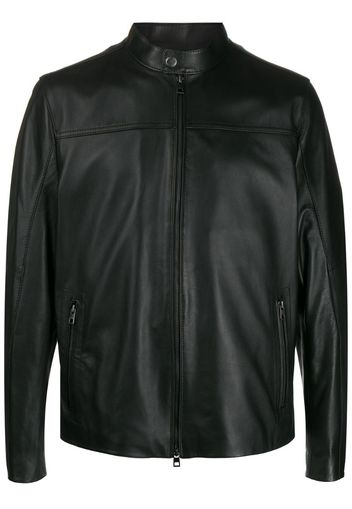 mock-neck biker jacket