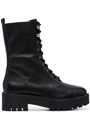 Michael Michael Kors Bryce leather platform combat boots - Black