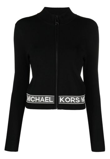 Michael Michael Kors logo-tape zip-up cardigan - Black