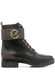 logo-print combat boots