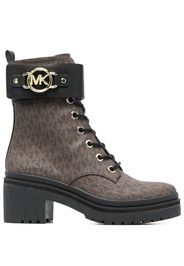 Michael Michael Kors Rory monogram-print combat boots - Brown