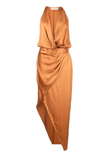 Michelle Mason asymmetric halterneck silk dress - Orange