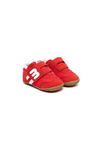 Miki House logo-patch touch-strap trainers - Red