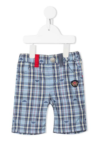 Miki House check-print cotton shorts - Blue