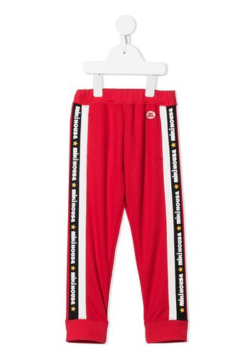 Miki House logo-print track pants - Red