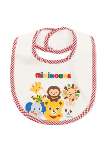 Miki House Animal Friends motif appliqué bib - White