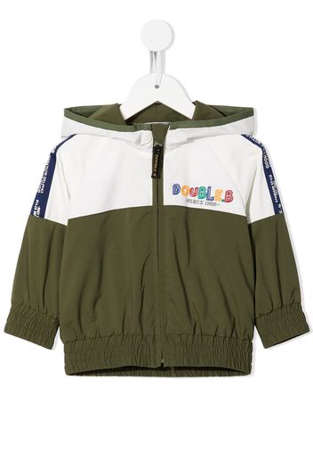 Miki House slogan-embroidered zip-up jacket - Green