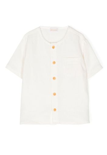 Miki House collarless short-sleeve shirt - White