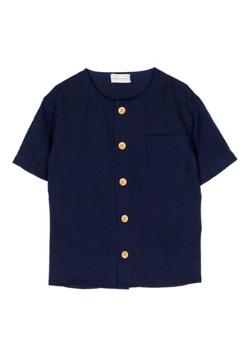 Miki House collarless short-sleeve shirt - Blue