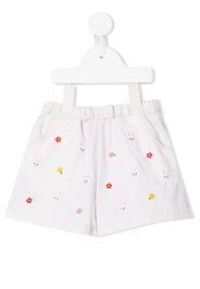 Miki House bunny embroidered shorts - White