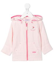 Miki House rabbit appliqué zip-front hoodie - Pink