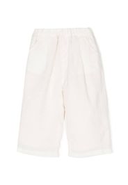 Miki House embroidered-logo straight cotton shorts - White