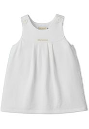 Miki House embroidered-logo pinafore dress - White