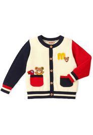 Miki House appliqué-logo knitted jacket - Neutrals