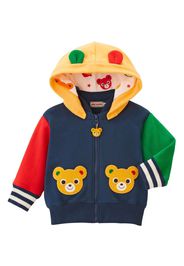 Miki House bear-embroidered cotton hooded jacket - Blue