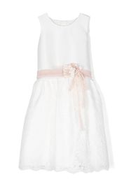 Mimilù floral-appliqué tulle dress - White