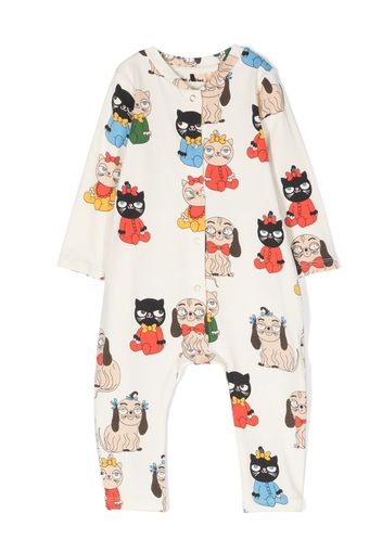 Mini Rodini cartoon-print stretch romper - Neutrals