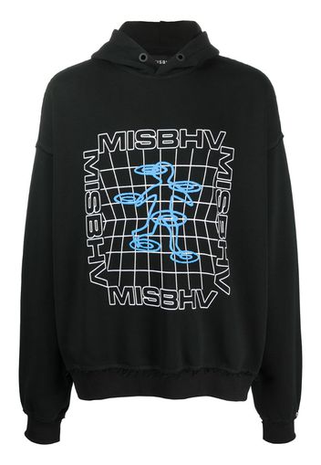 graphic print fringed hoodie