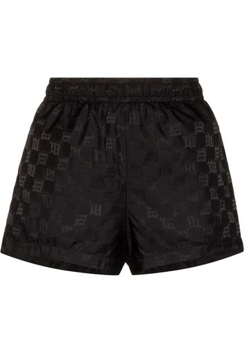 MISBHV monogram-print elasticated-waistband shorts - Black