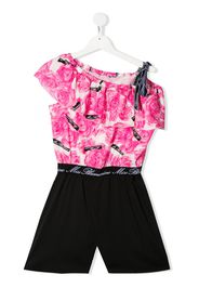 asymmetric floral print playsuit