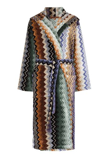 Missoni Home Giacomo belted hooded bathrobe - Blue