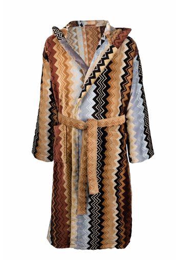 Missoni Home Giacomo belted hooded bathrobe - Brown