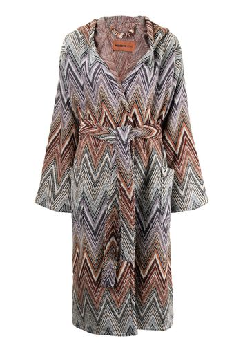 Missoni Home Giacomo belted hooded bathrobe - Brown