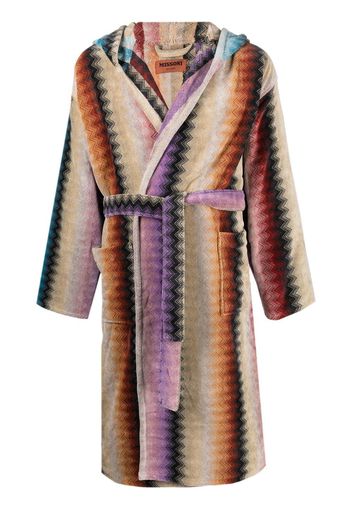 Missoni Home hooded zig-zap print robe - Neutrals