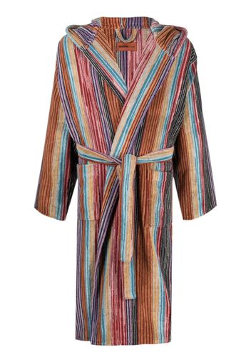 Missoni Home stripe-print pattern hooded robe - Orange