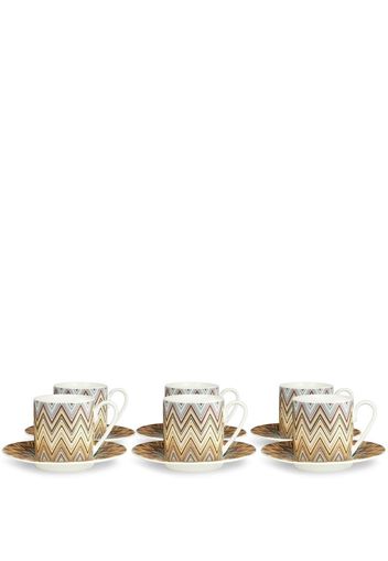 Missoni Home Zig Zag coffee cup set of 6 - Brown