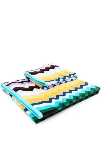 Missoni Home zig zag-patterned bath towel - Blue