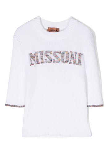 Missoni Kids logo-print knitted jumper - White