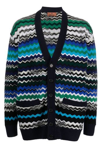 Missoni zig-zag knitted wool-blend cardigan - Blue