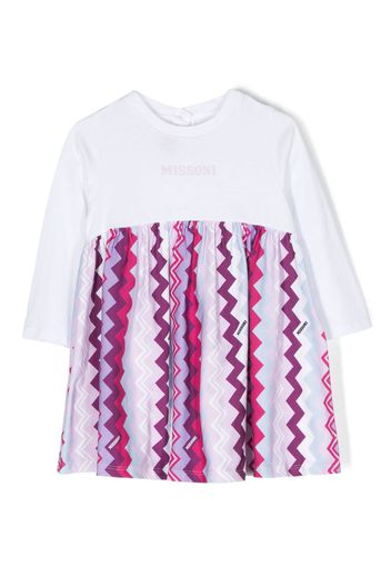 Missoni Kids chevron-print branded dress - Pink