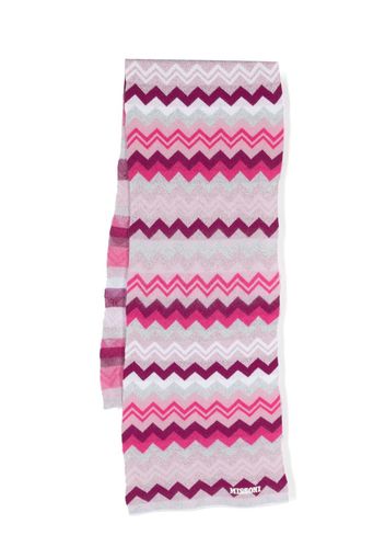 Missoni Kids zigzag knitted scarf - Pink